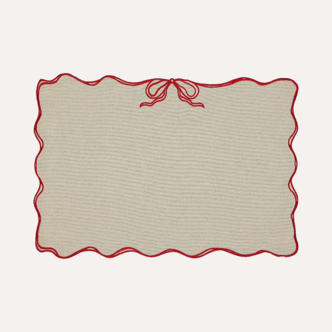 Viena Placemat, Beige with Red