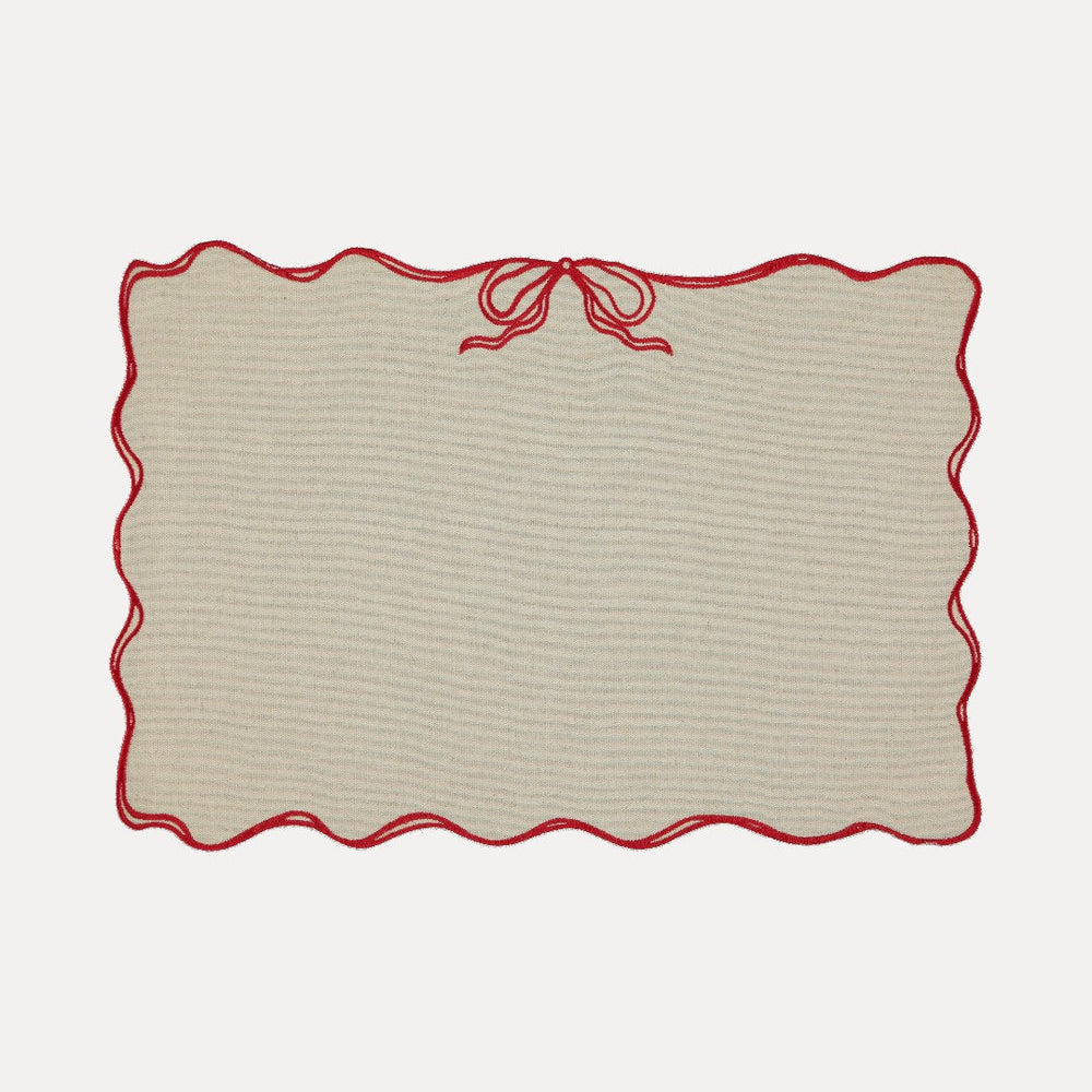 Viena Placemat, Beige with Red