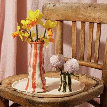 Flame Orange Candy Stripe Vase