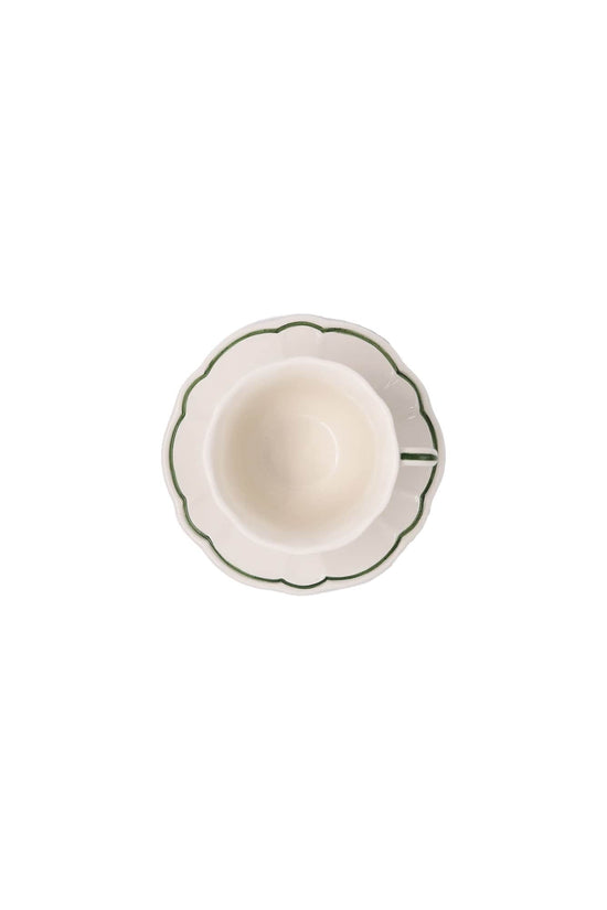 Romilly Teacup & Saucer, Green, Set Of 2
