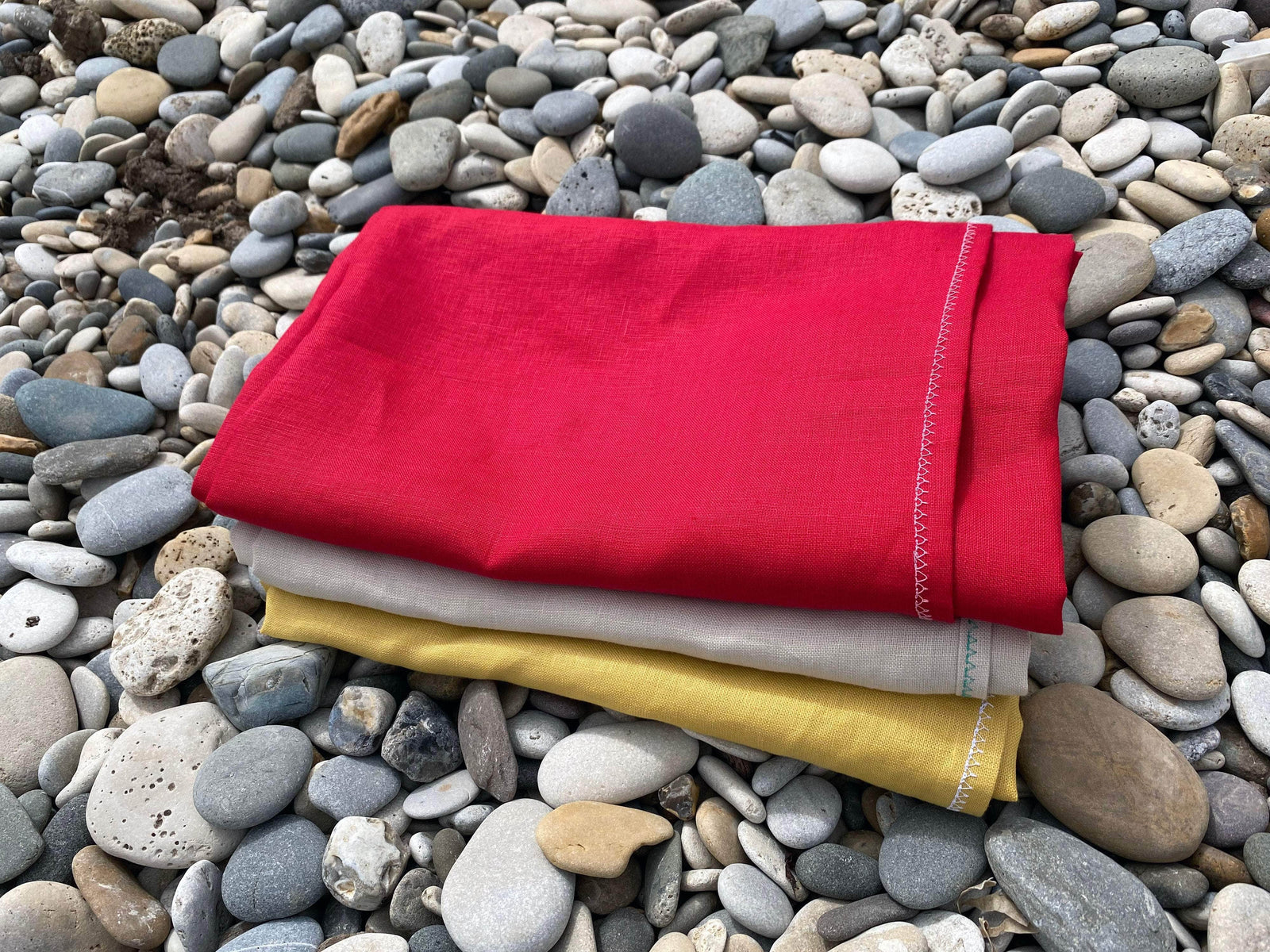 Irish Linen Large Towel - Red