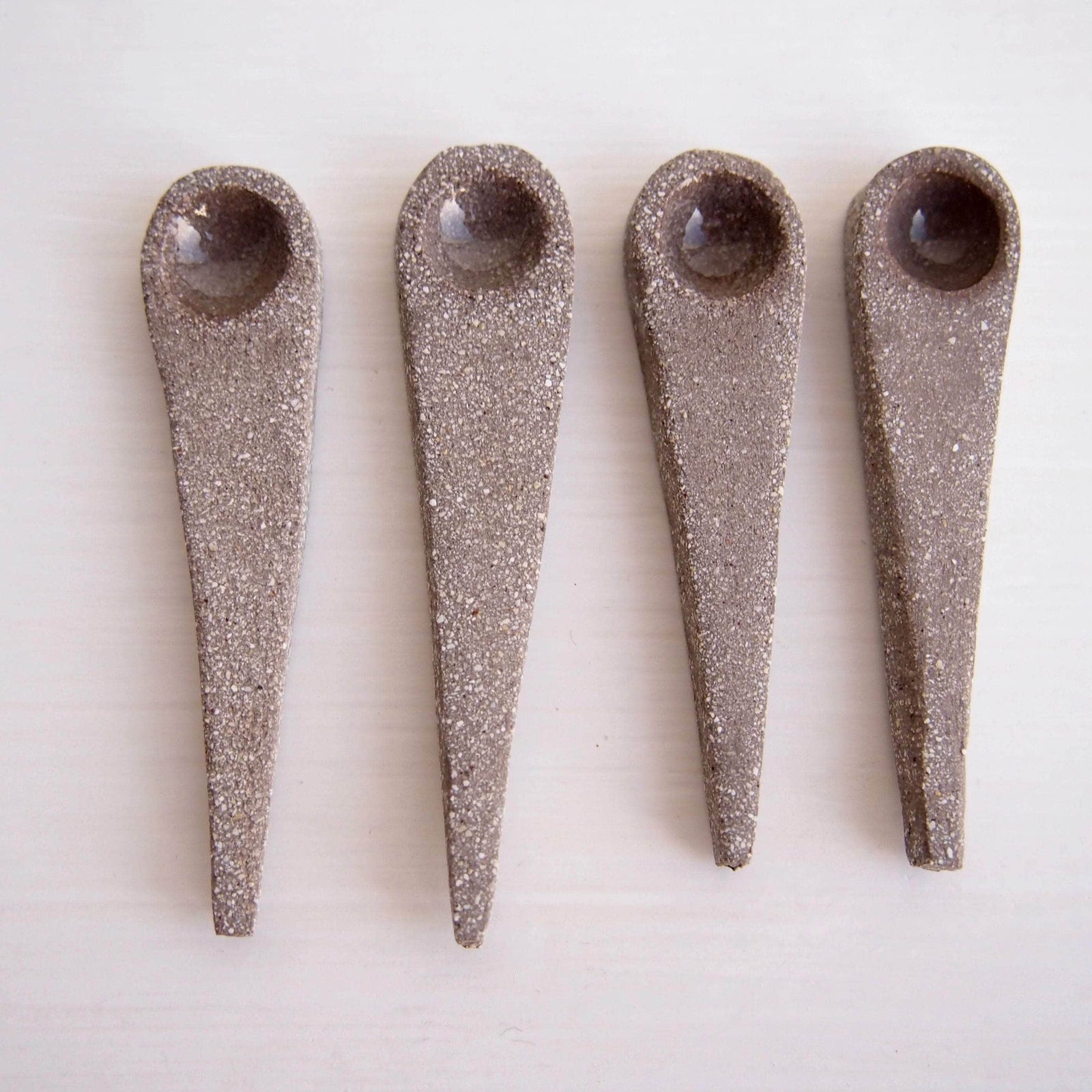 Handmade Mini Grey Ceramic Salt or Spice Spoon