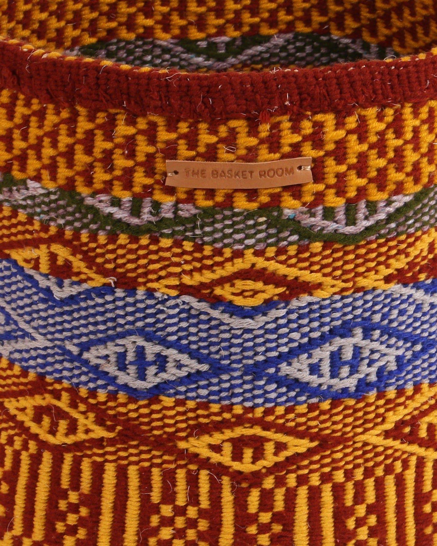 VIZURI: Large Yellow, Brown and Blue Wool Basket