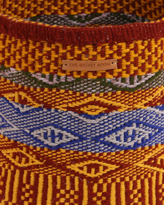 VIZURI: Large Yellow, Brown and Blue Wool Basket