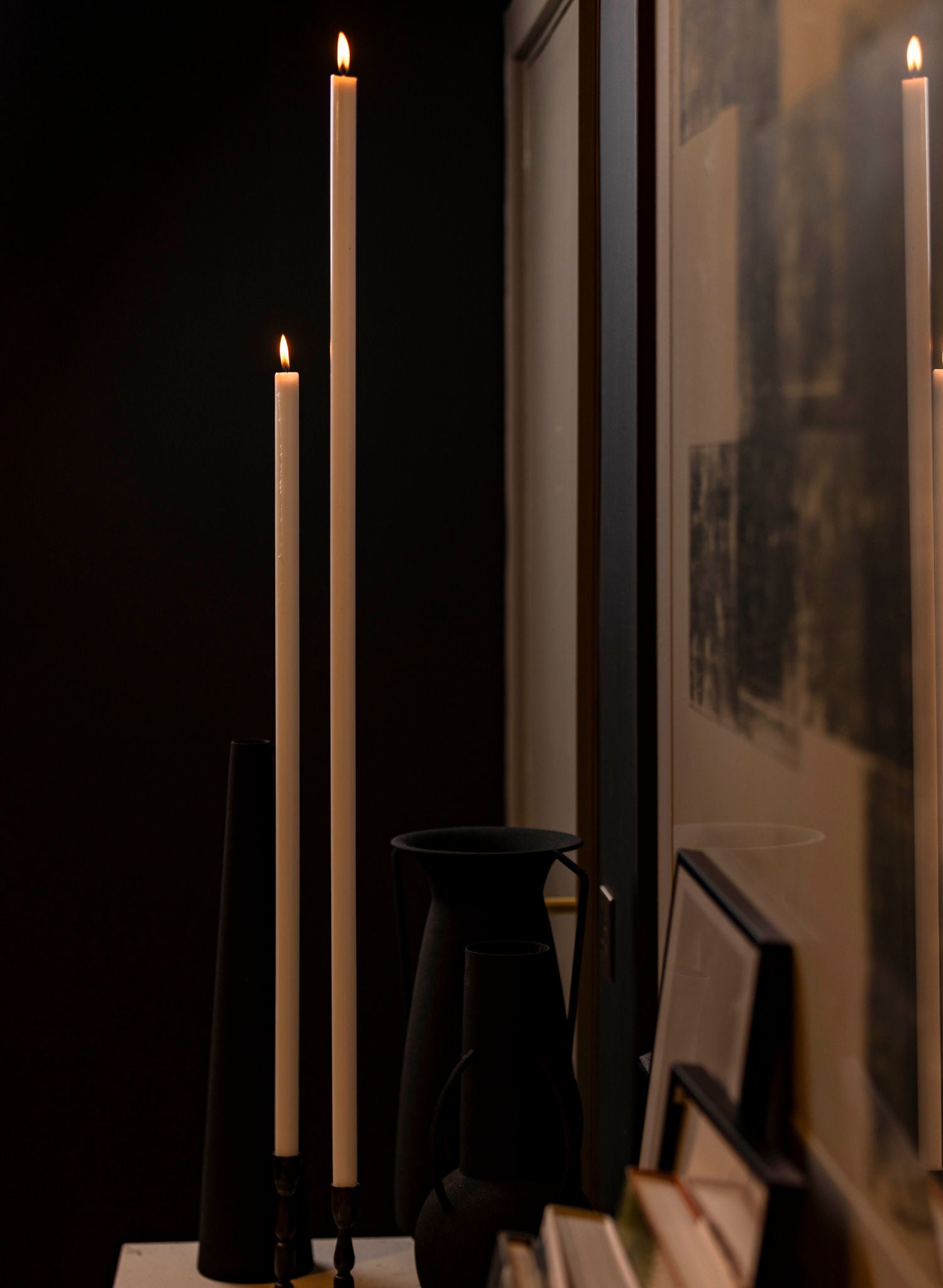 White Tapered METRE Candle Pair