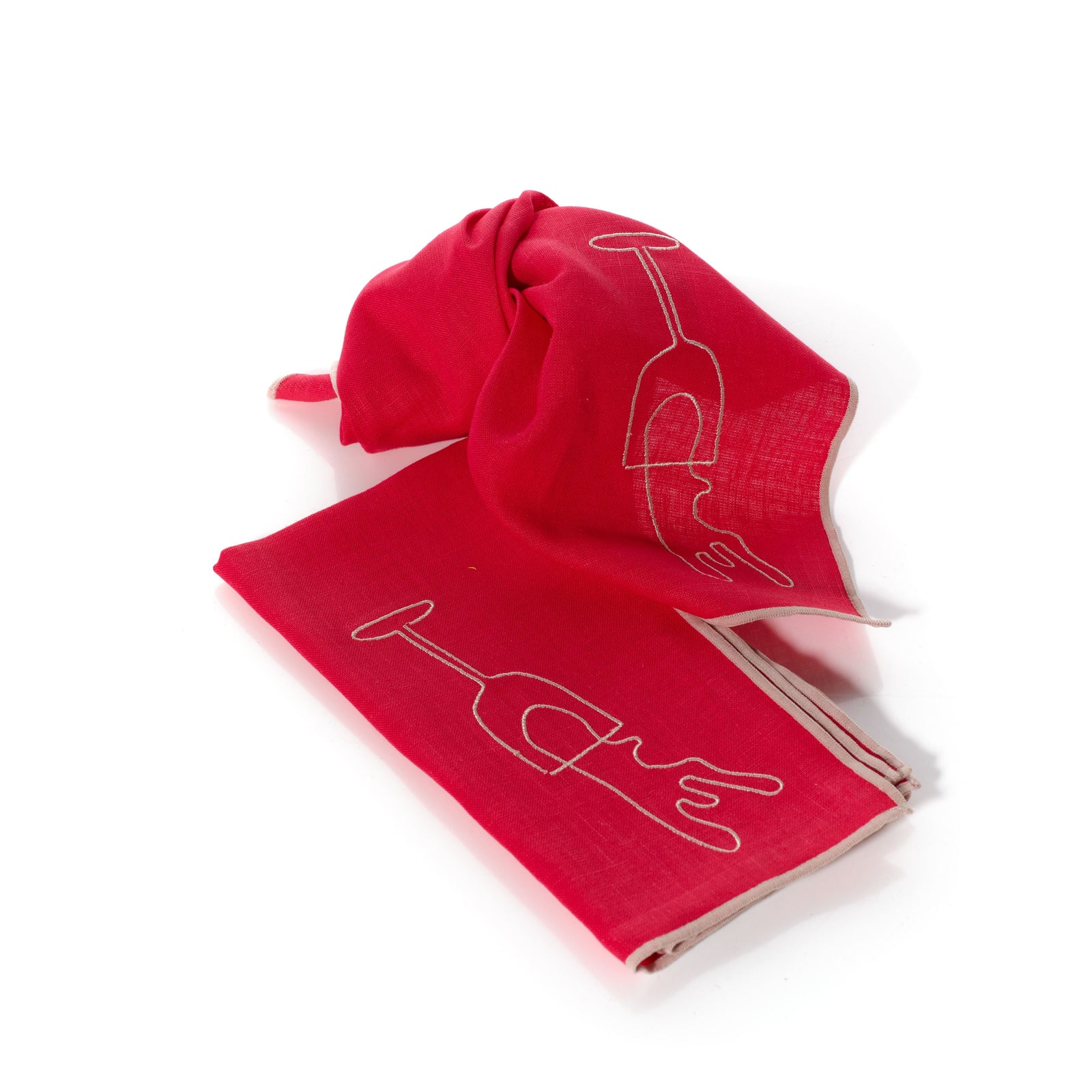 Linen Embroidered Napkins | 'Wine'