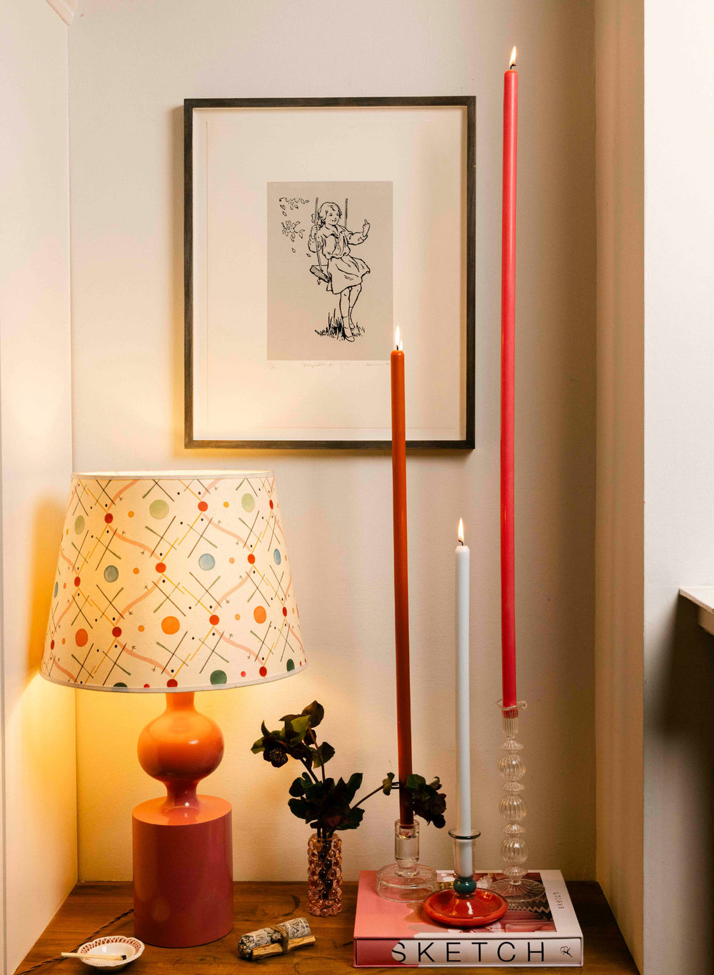 Rhubarb Tapered METRE Candle Pair