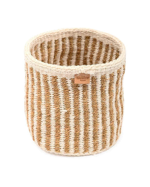 HOTUBA: Gold Pinstripe Woven Storage Basket