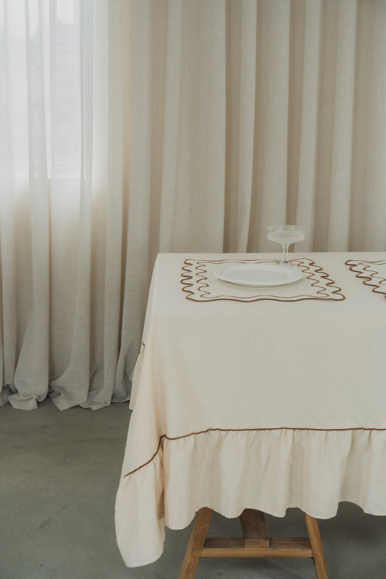 Ruffle Tablecloth, Beige