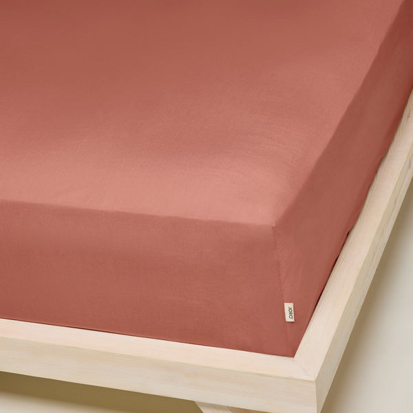 Percale Organic Cotton Fitted Sheet - Bark Red