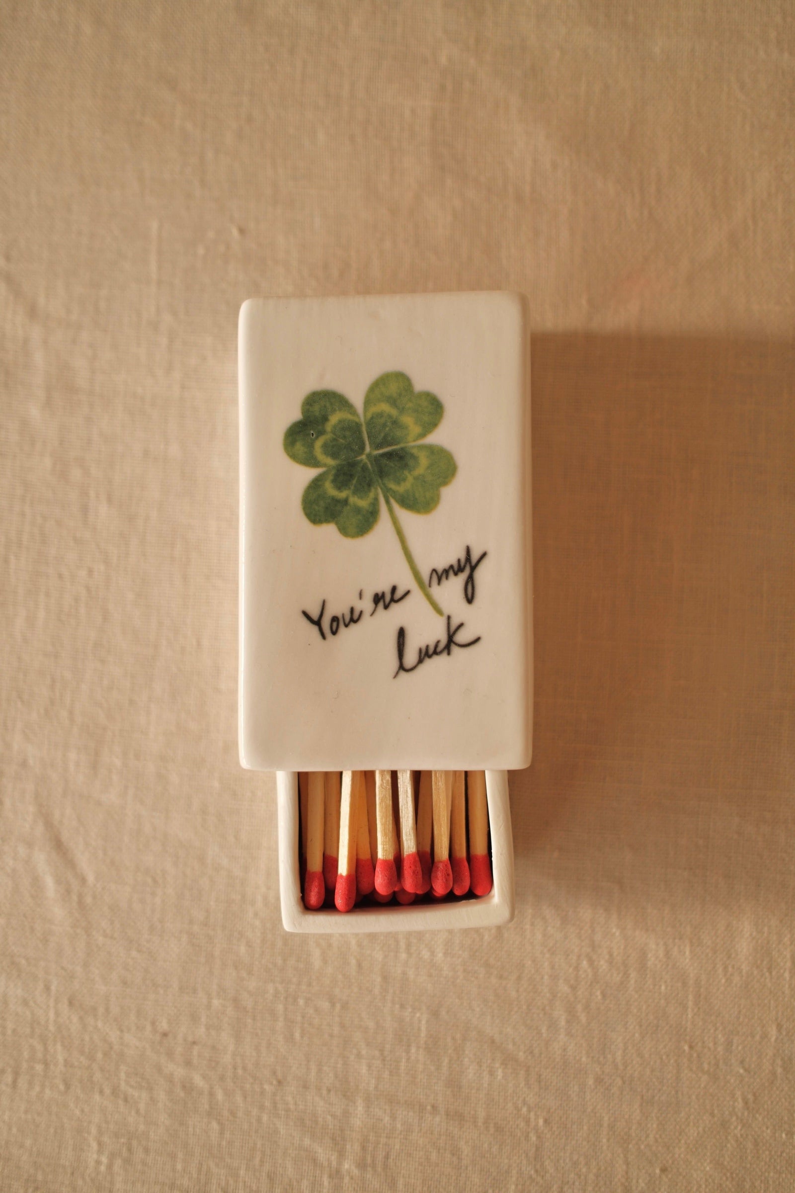 ‘Lucky Clover’ Ceramic Matchbox