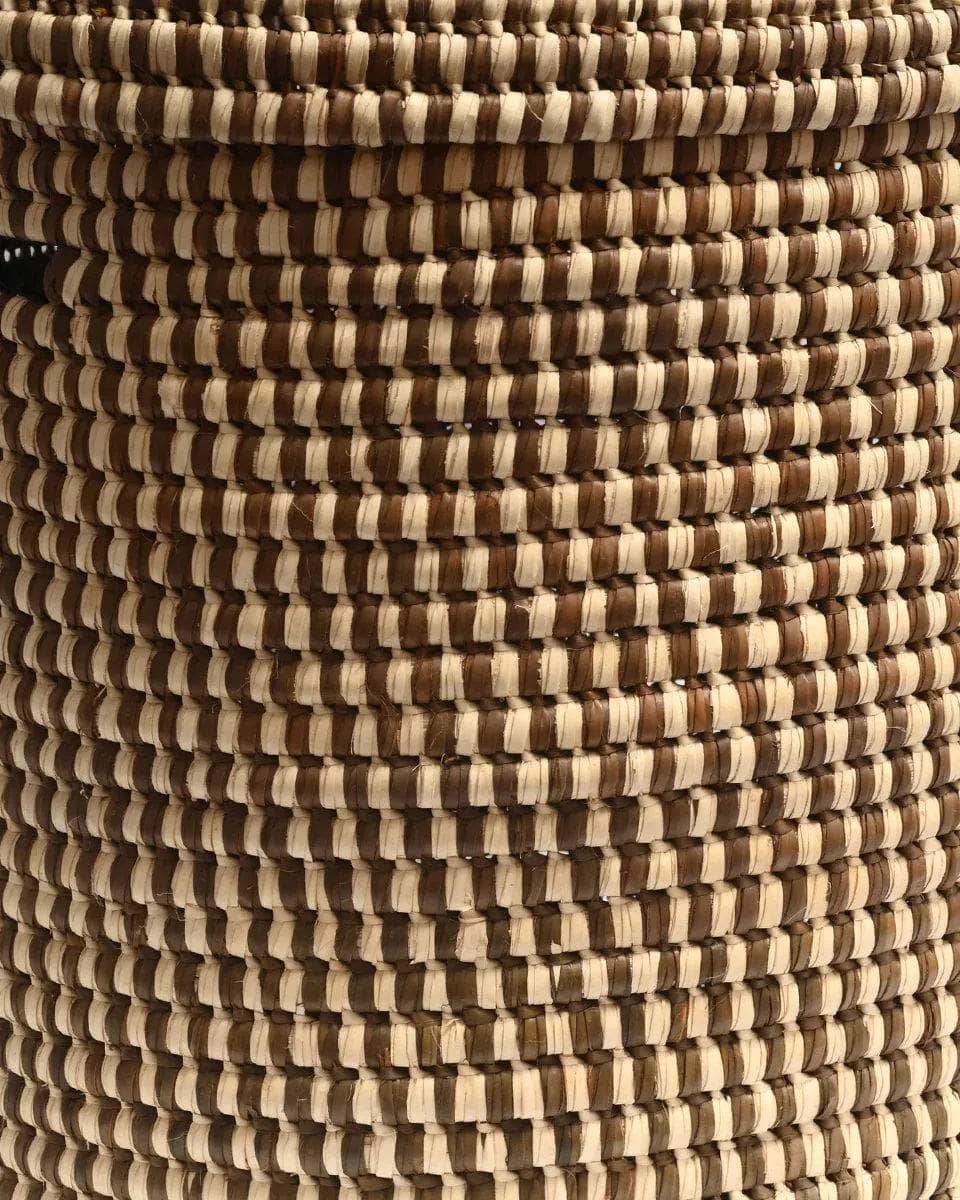 DHIDI: Mocha Checked Laundry Basket