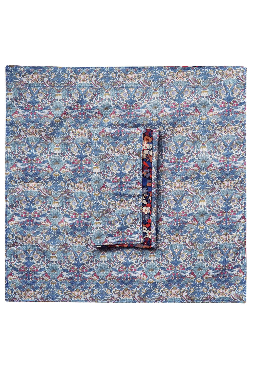 Reversible Wavy Napkin Set Made With Liberty Fabric Thorpe Rust & Strawberry Thief Spring Blue