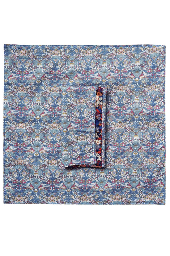 Reversible Wavy Napkin Set Made With Liberty Fabric Thorpe Rust & Strawberry Thief Spring Blue