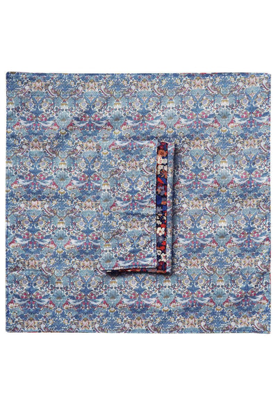 Reversible Wavy Napkin Set Made With Liberty Fabric Thorpe Rust & Strawberry Thief Spring Blue