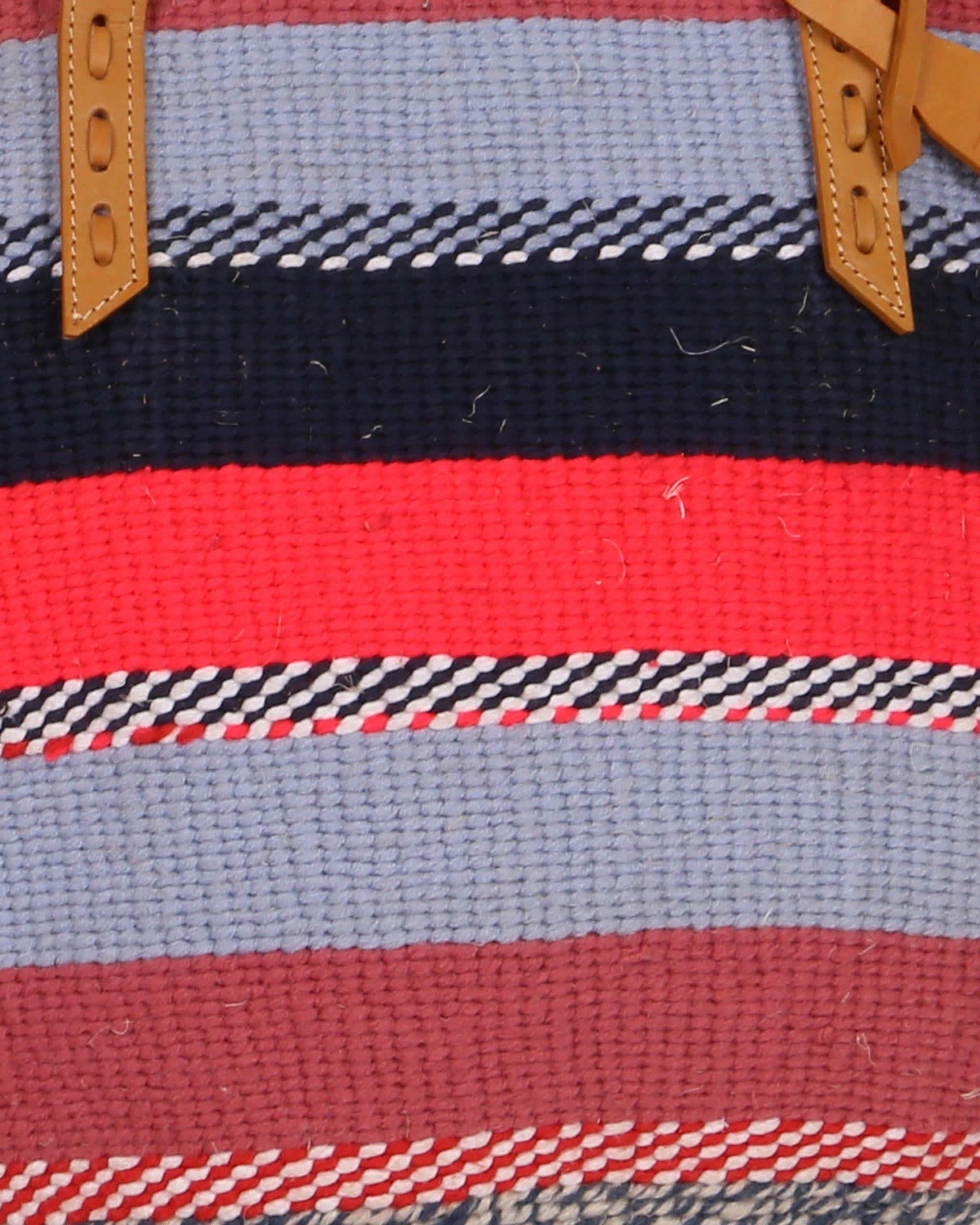 KASISI: Handwoven Pink, Blue and Black Wool Tote Bag