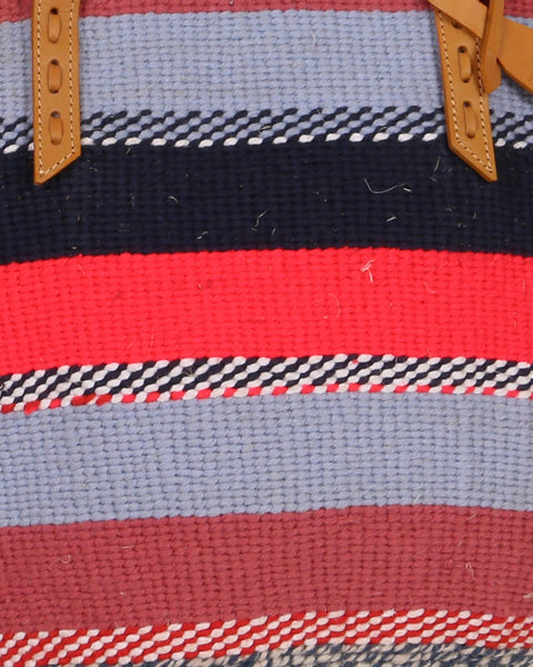 KASISI: Handwoven Pink, Blue and Black Wool Tote Bag
