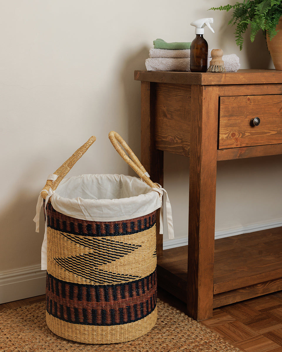 PAPINA: Orange, Black and Natural Log or Laundry Basket