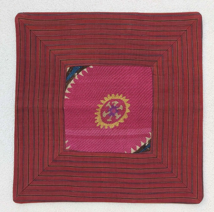 Antique Robe Framed Kilim Fragment Pillow Cover