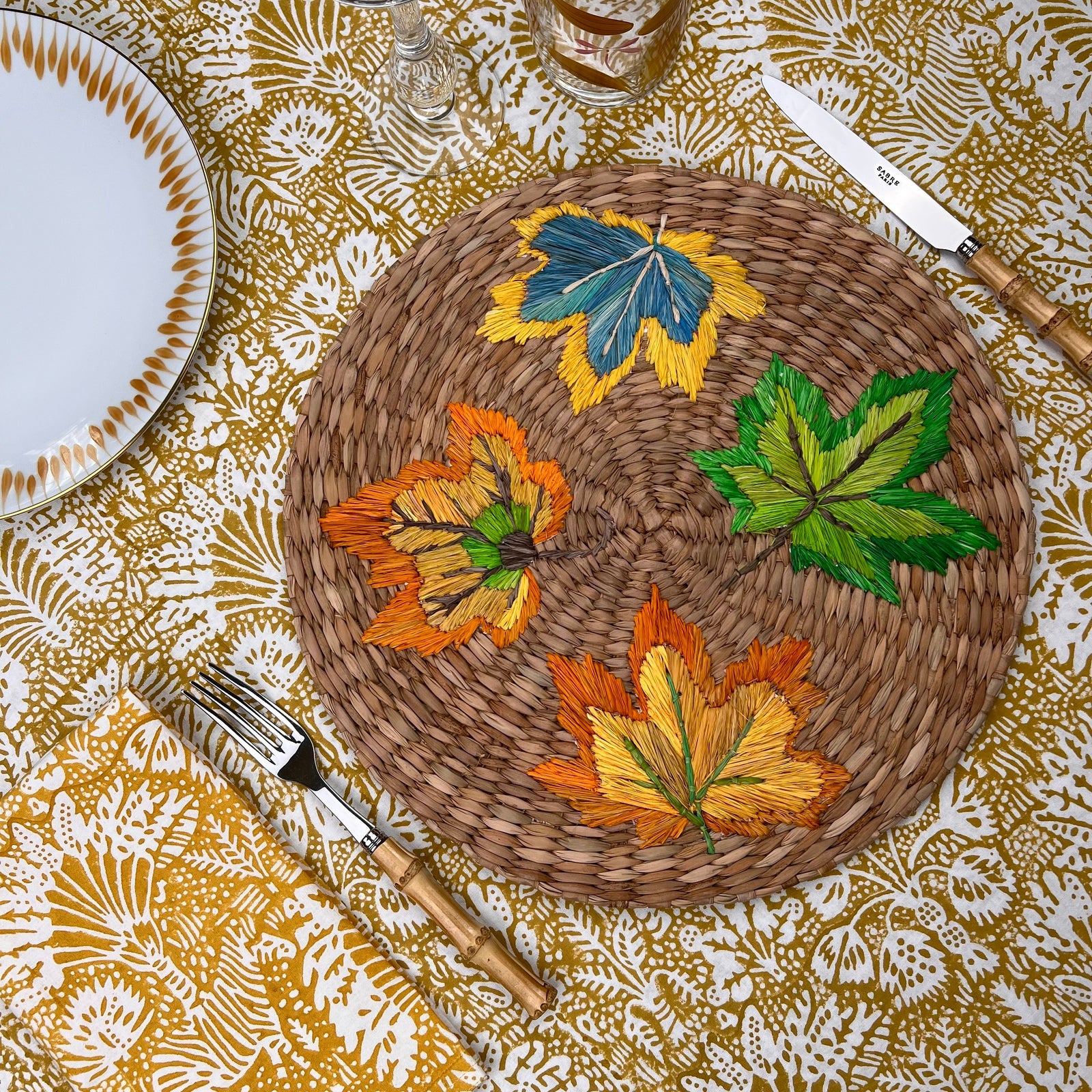 ’The Raffia Placemat’ - Autumn Leaves (pair)
