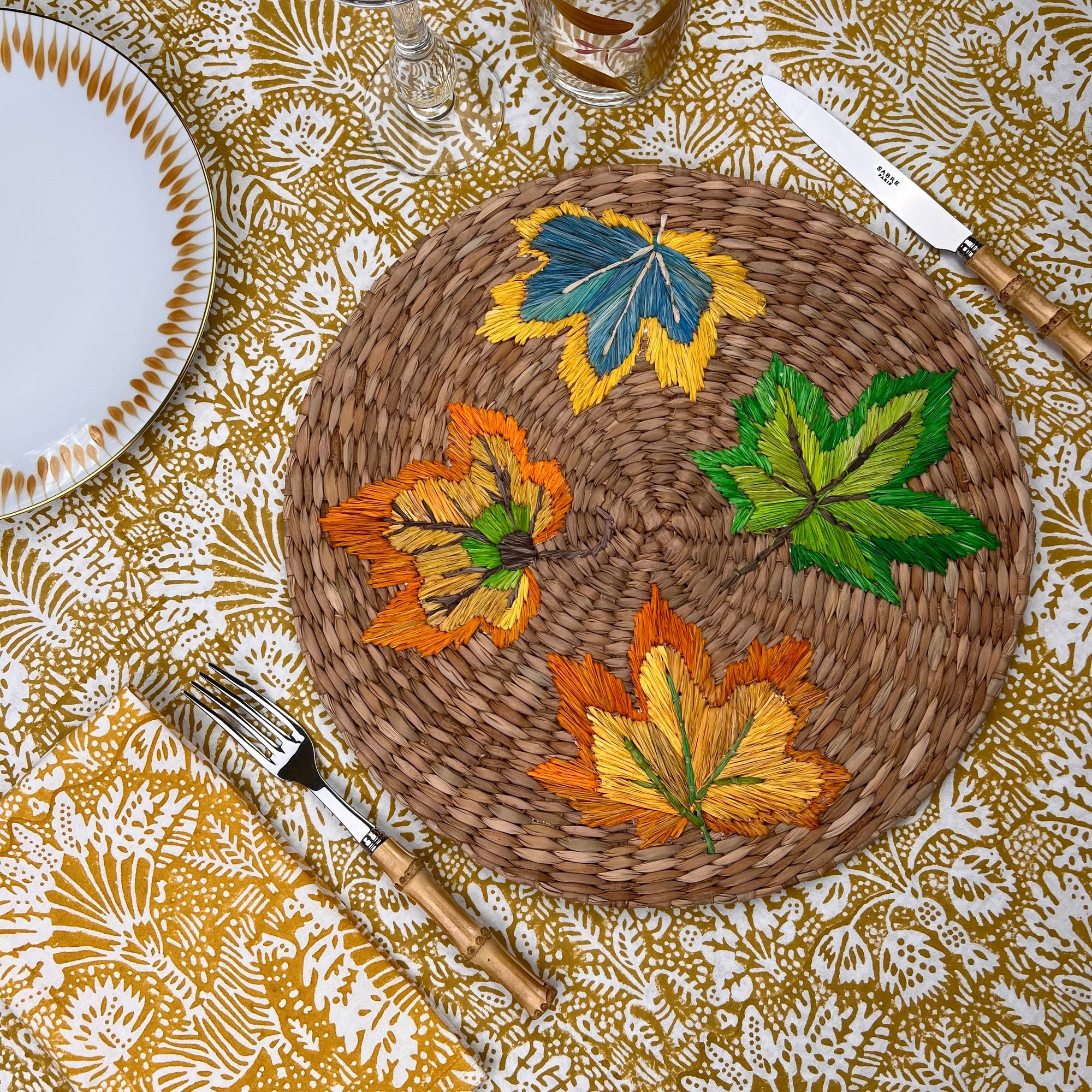 ’The Raffia Placemat’ - Autumn Leaves (pair)