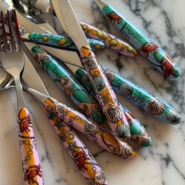 Cutlery Set of 4 Pink Sea