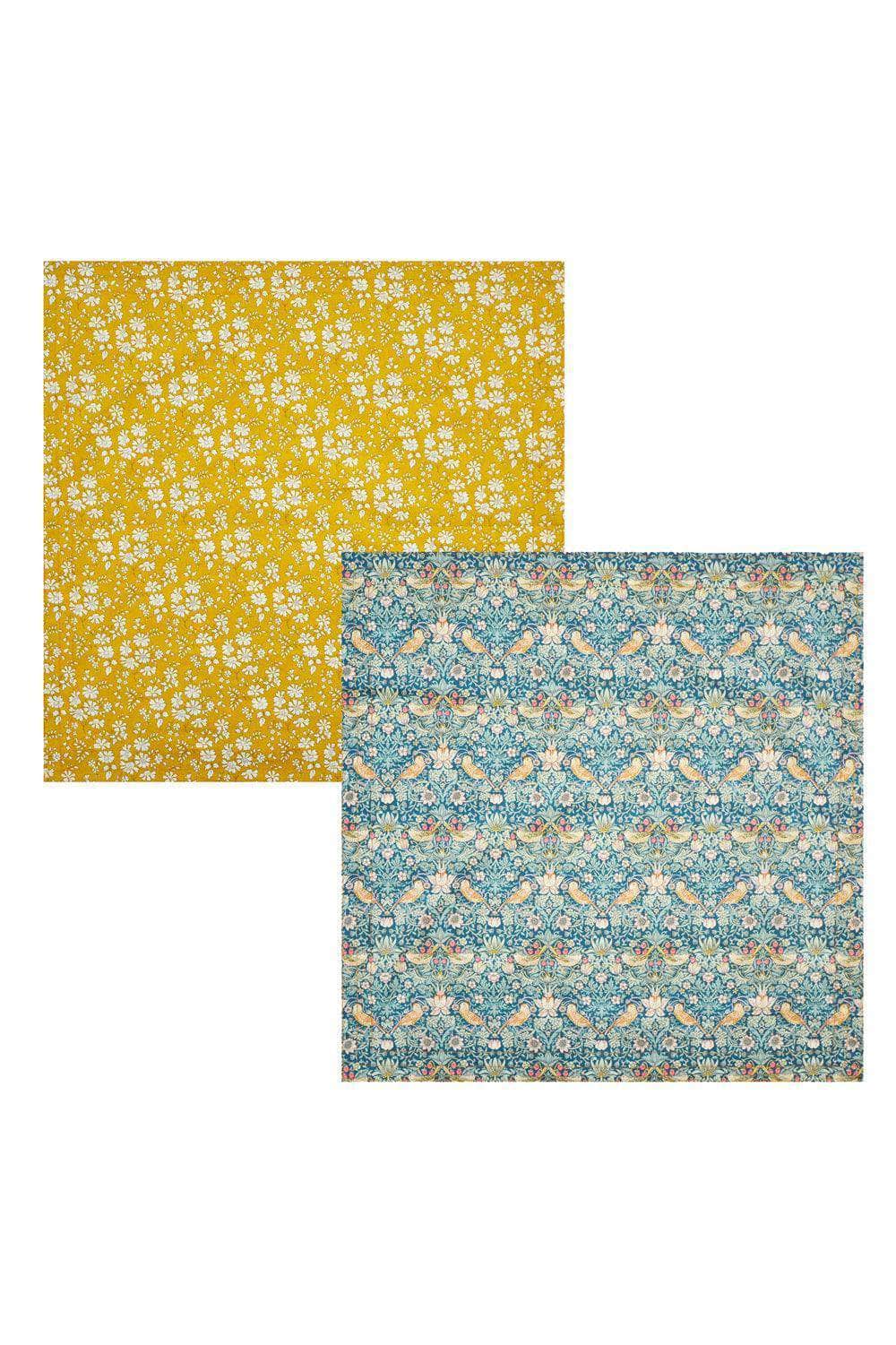 Reversible Stitch Napkin Set Made With Liberty Fabric Strawberry Thief & Capel