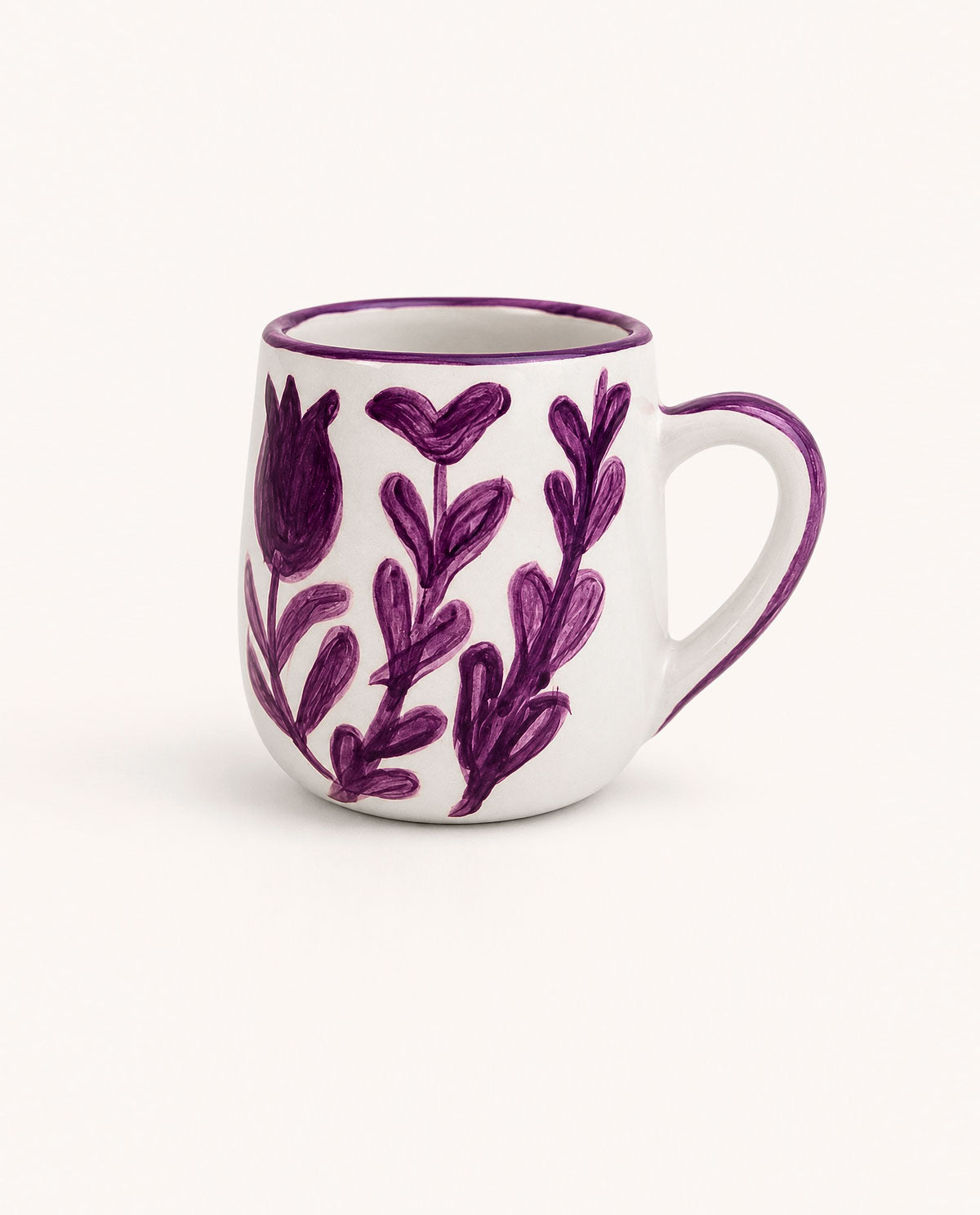 Set of 4 - Botanical Hand Painted Ceramic Mugs