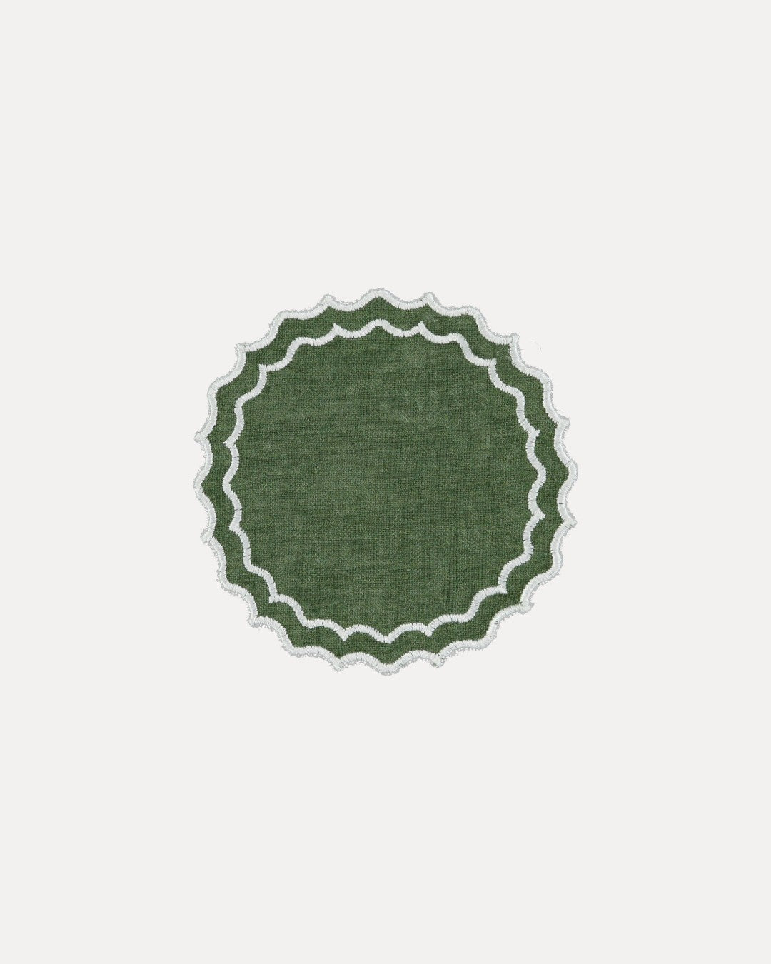 Navy Coaster/Bread Mat, Green with White