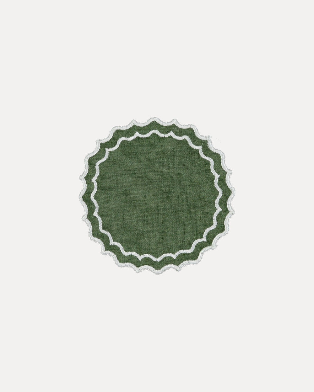 Navy Coaster/Bread Mat, Green with White