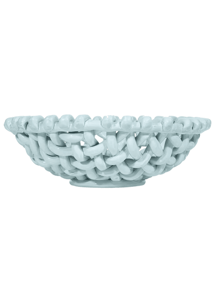 Large Sky Blue Basketweave Bowl