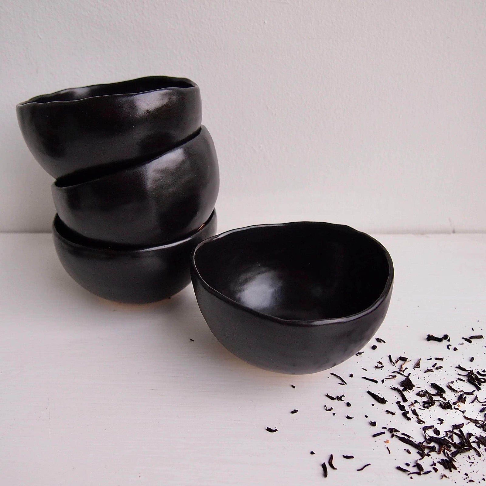 Handmade Black Cherry Pottery Tea Bowl