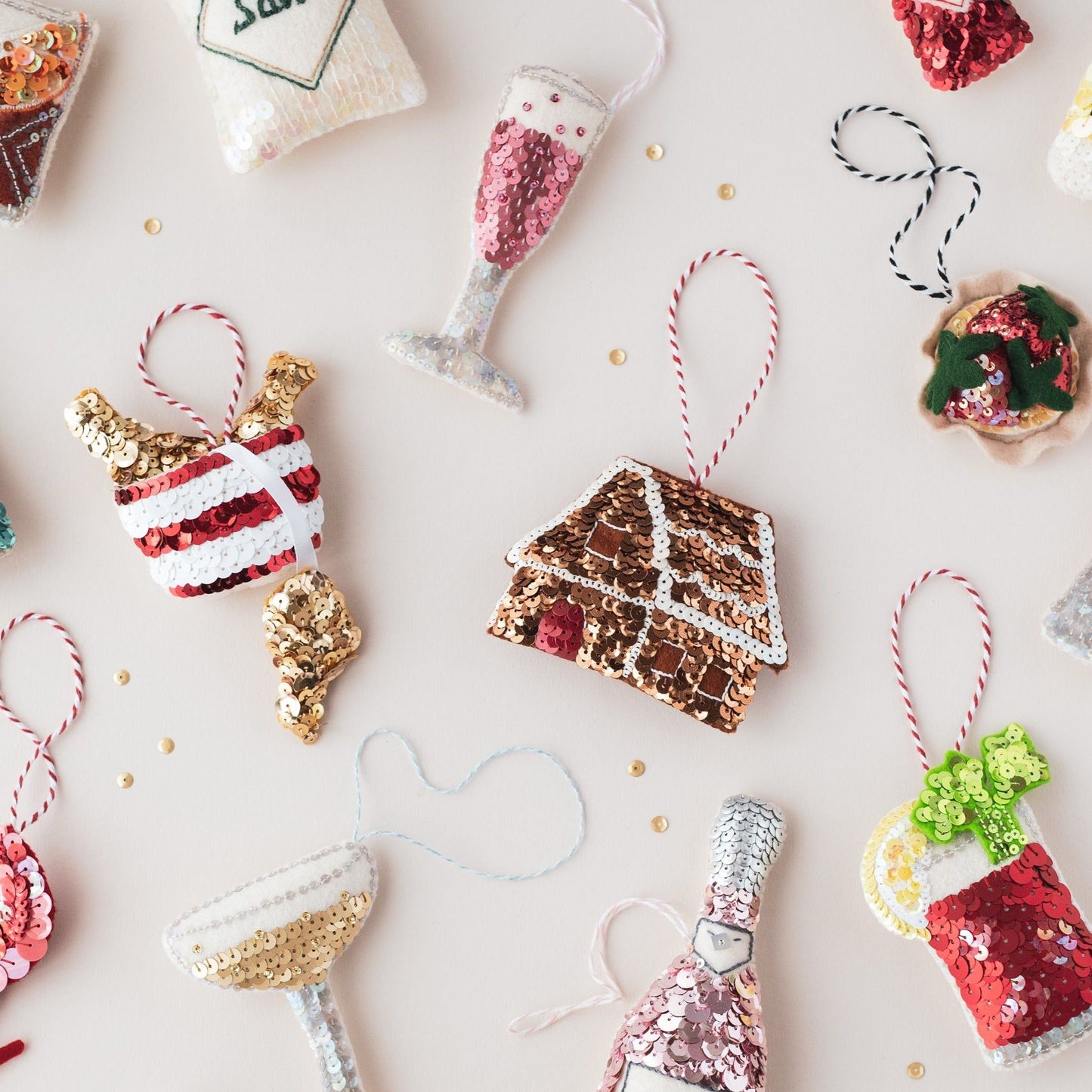 Gingerbread House Sequin Hanging Decoration