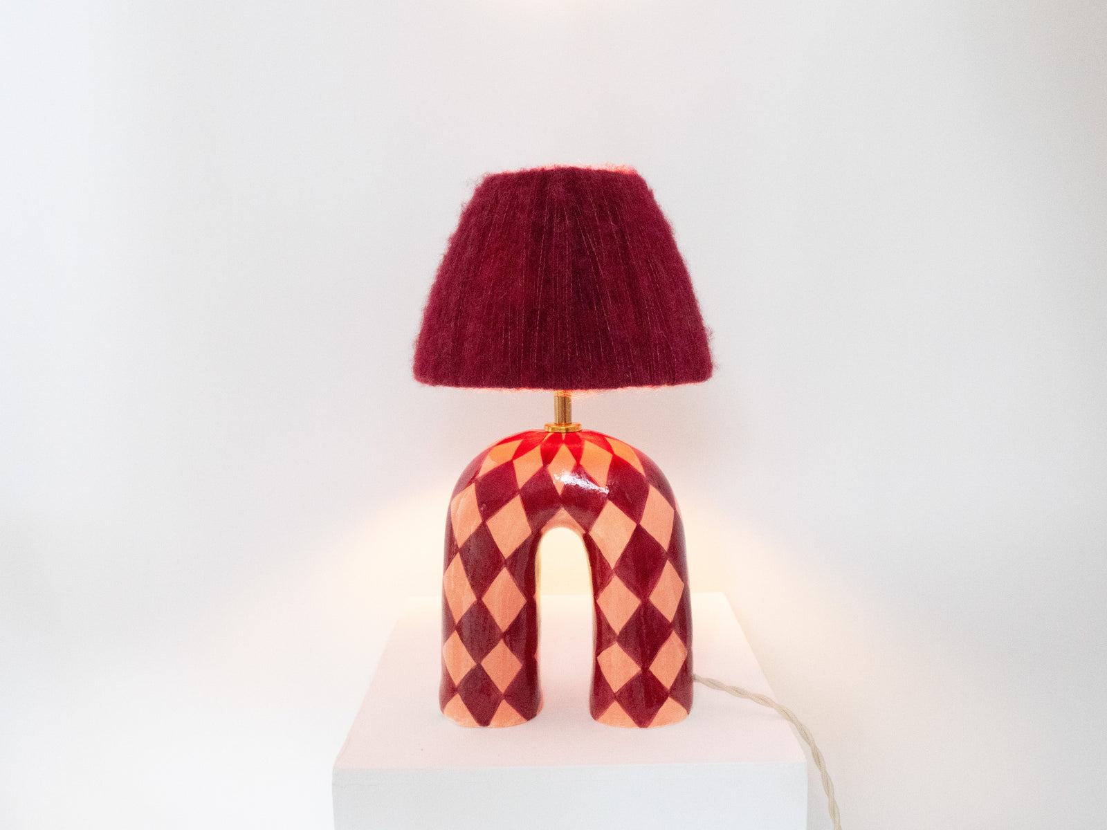 'You' Table Lamp - Maroon Diamonds