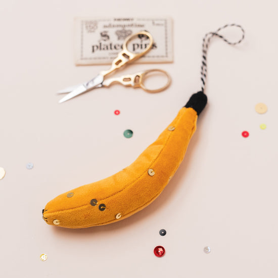 Velvet Sequinned Banana Ornament