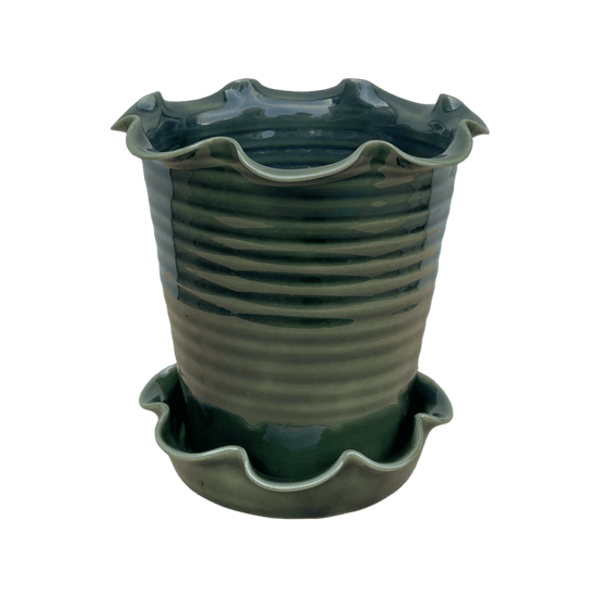 Frilly Pot - Emerald Green