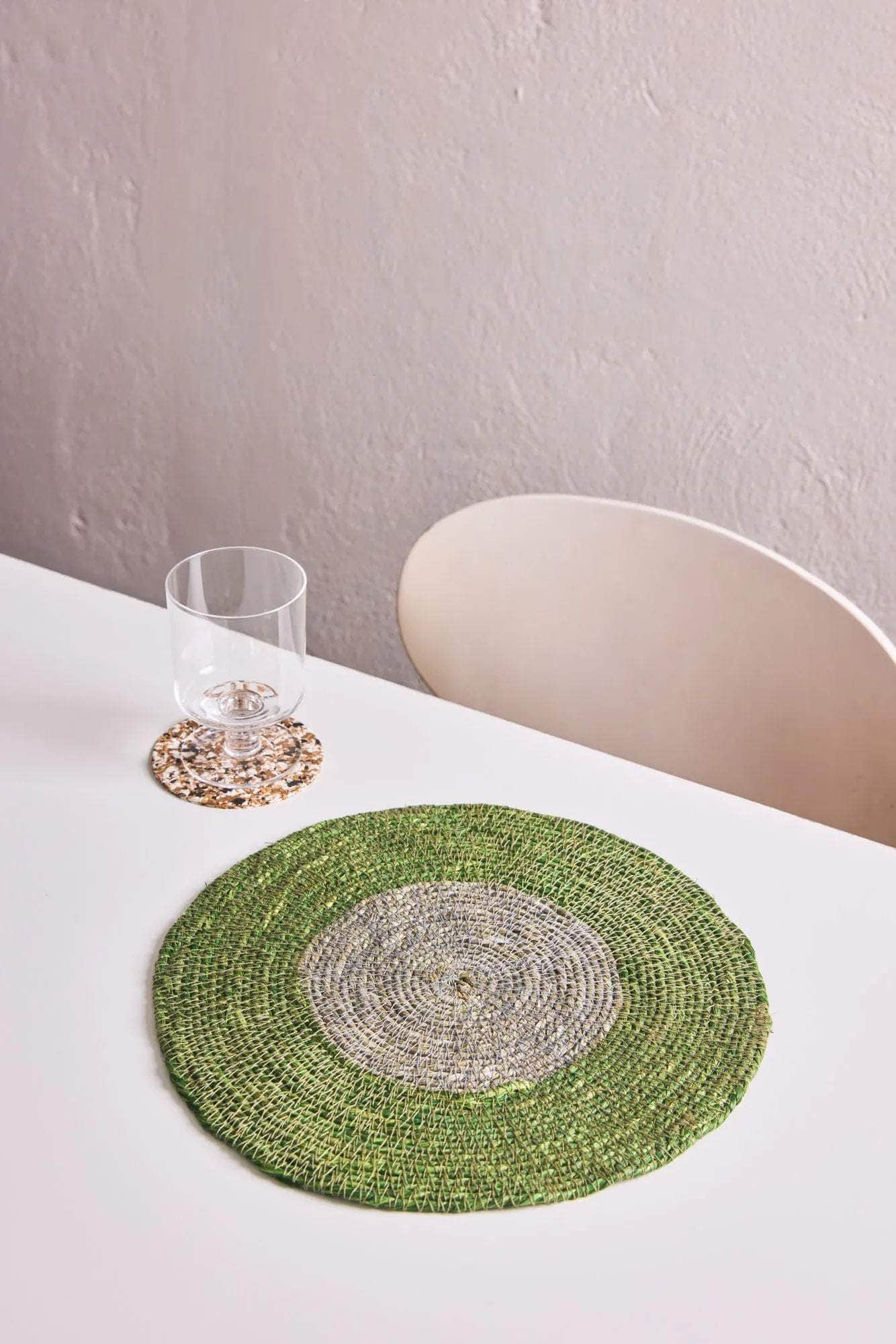 Seagrass Placemats Set of 2 - Dark Green / Grey