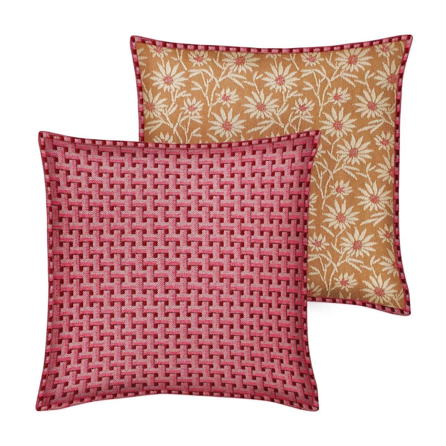 Double Sided Cushion Janis Bordeaux & Pink x Mako Caramel & Ecru