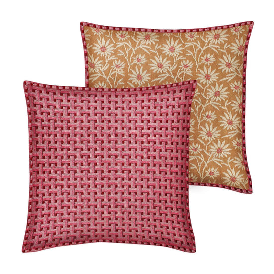 Double Sided Cushion Janis Bordeaux & Pink x Mako Caramel & Ecru
