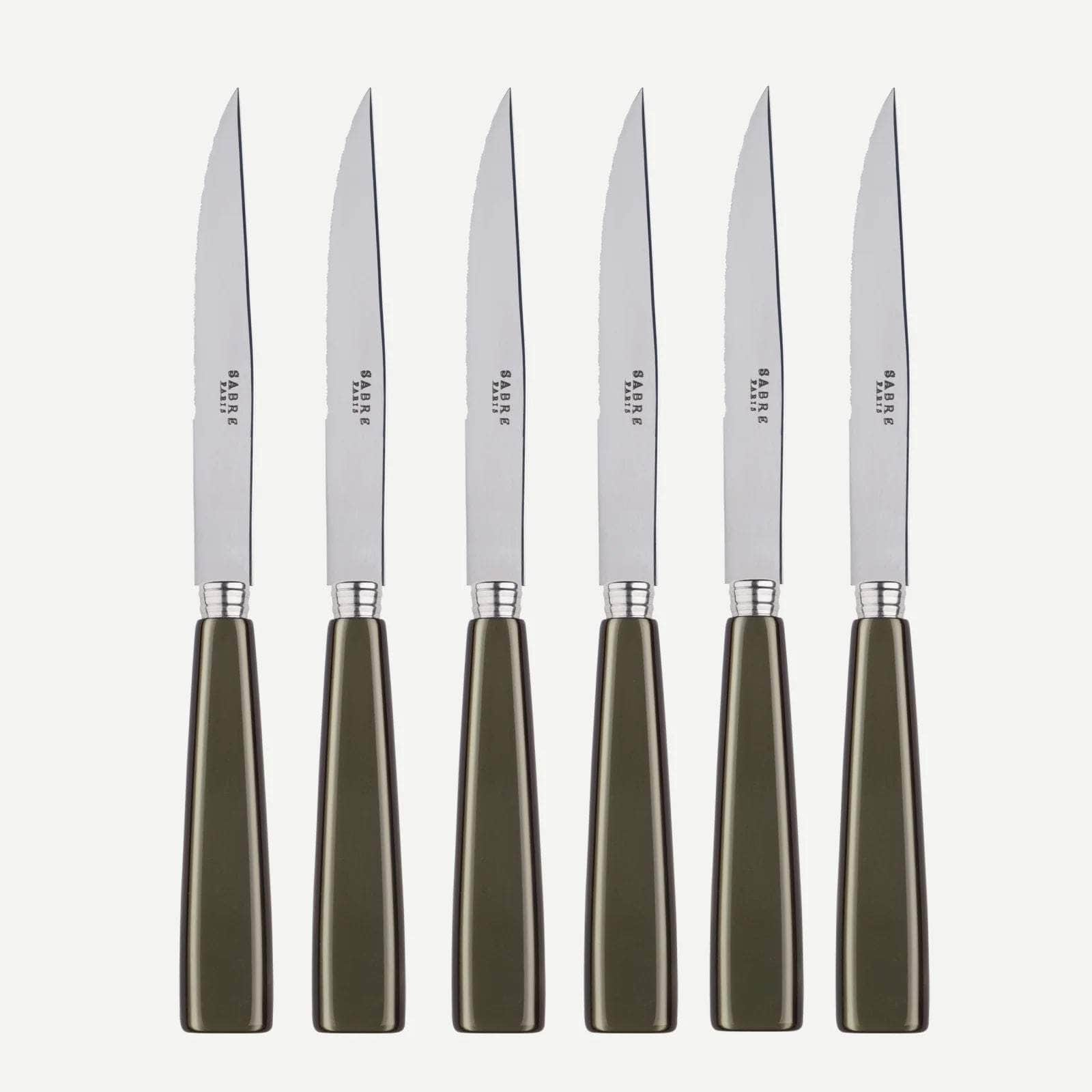 Icône Set of 6 Steak Knives, Olive