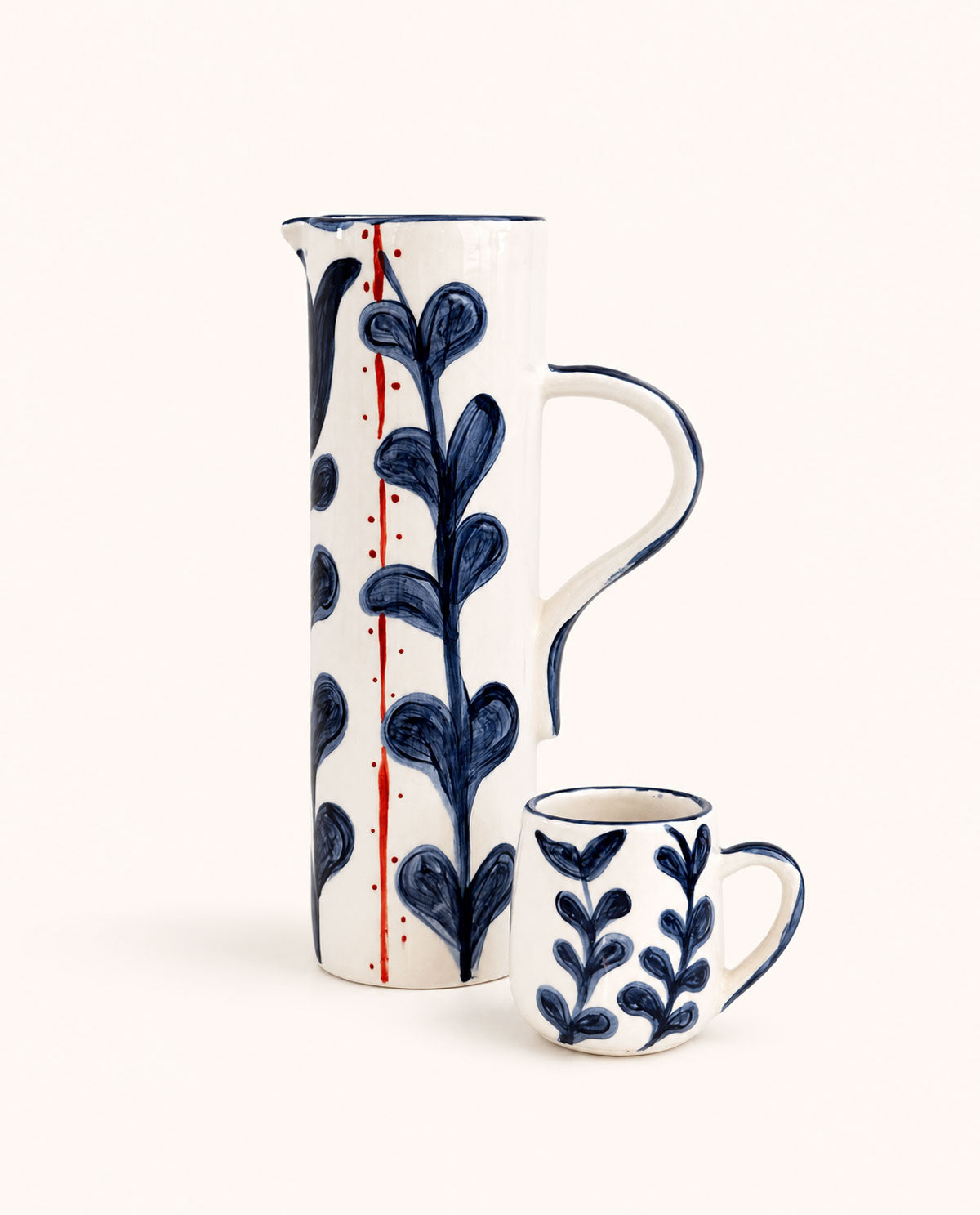 Blue Hand-Painted Ceramic Pitcher