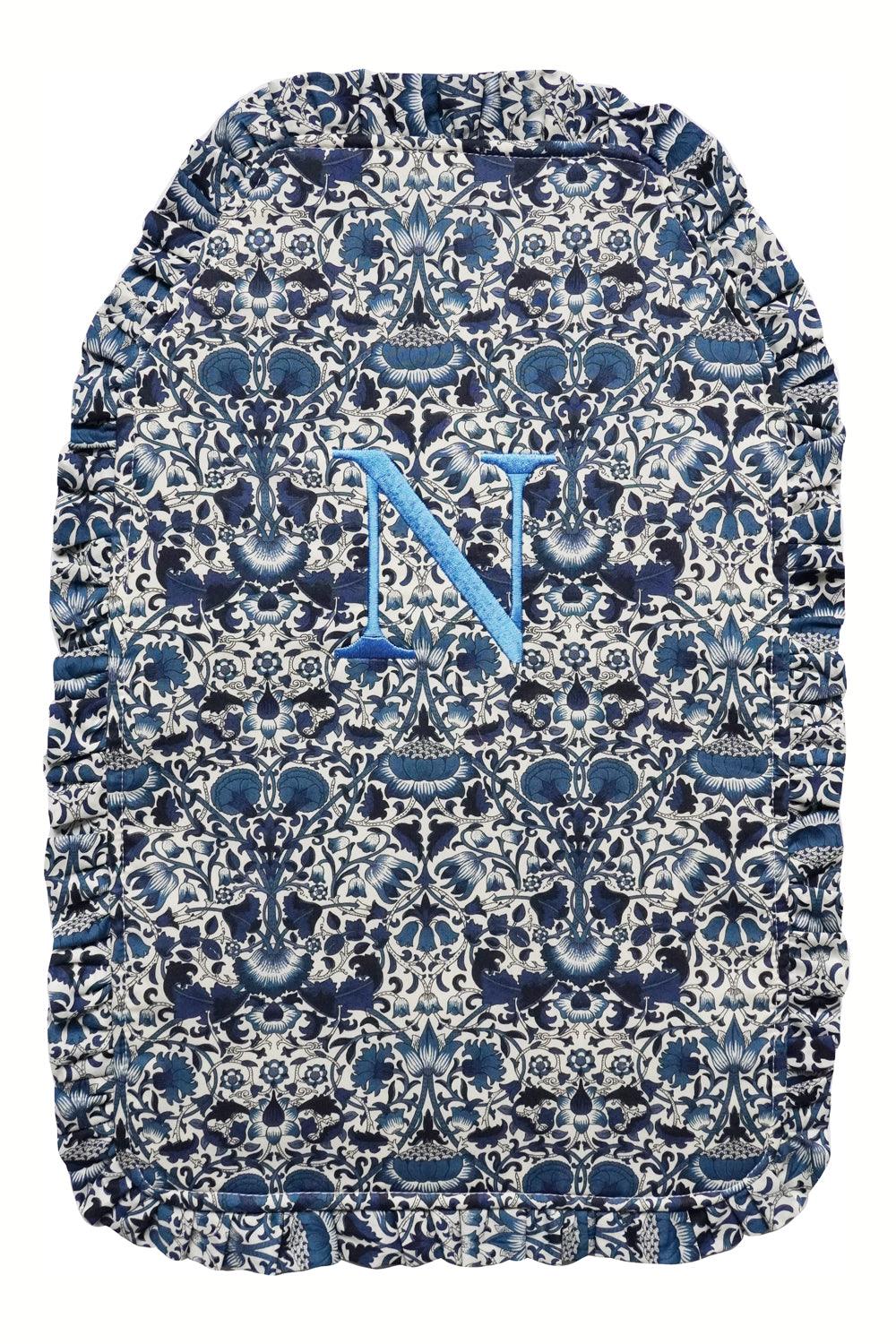 Liberty Fabric Ruffle Edge Hot Water Bottle LODDEN NAVY