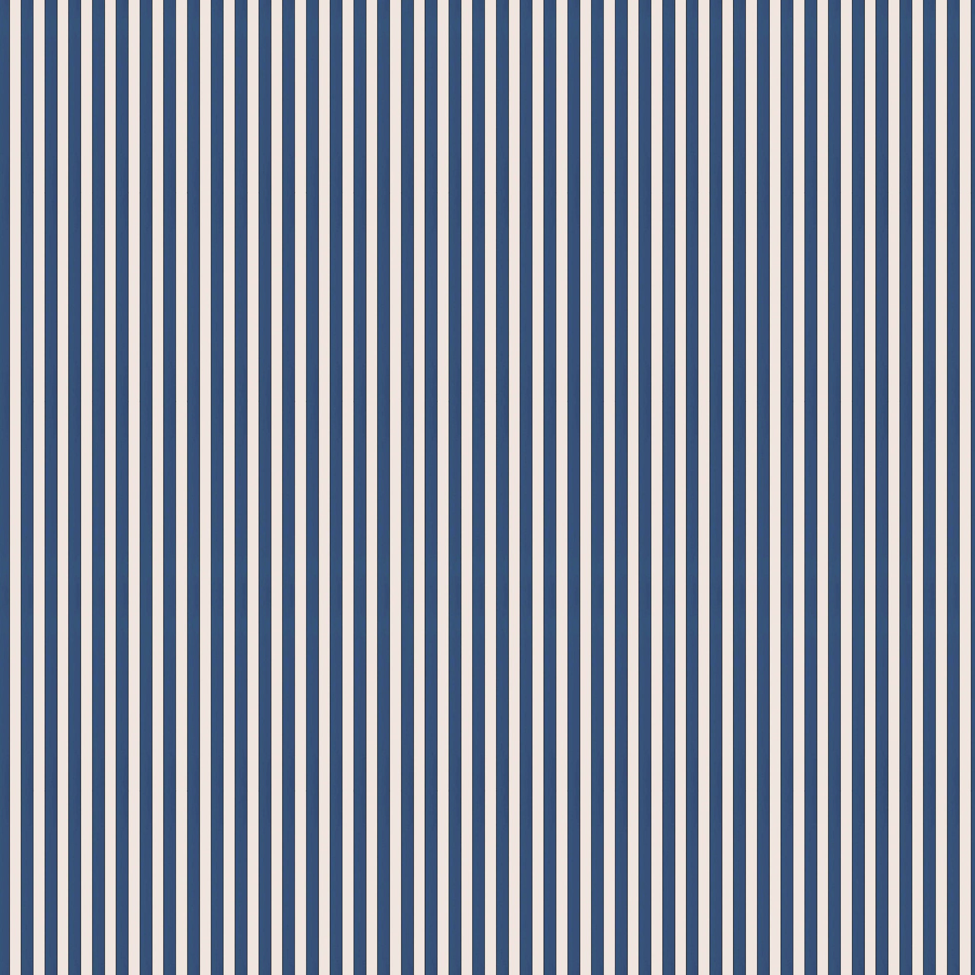 Tuscan Stripes Wallpaper - Navy Blue and Oatmeal