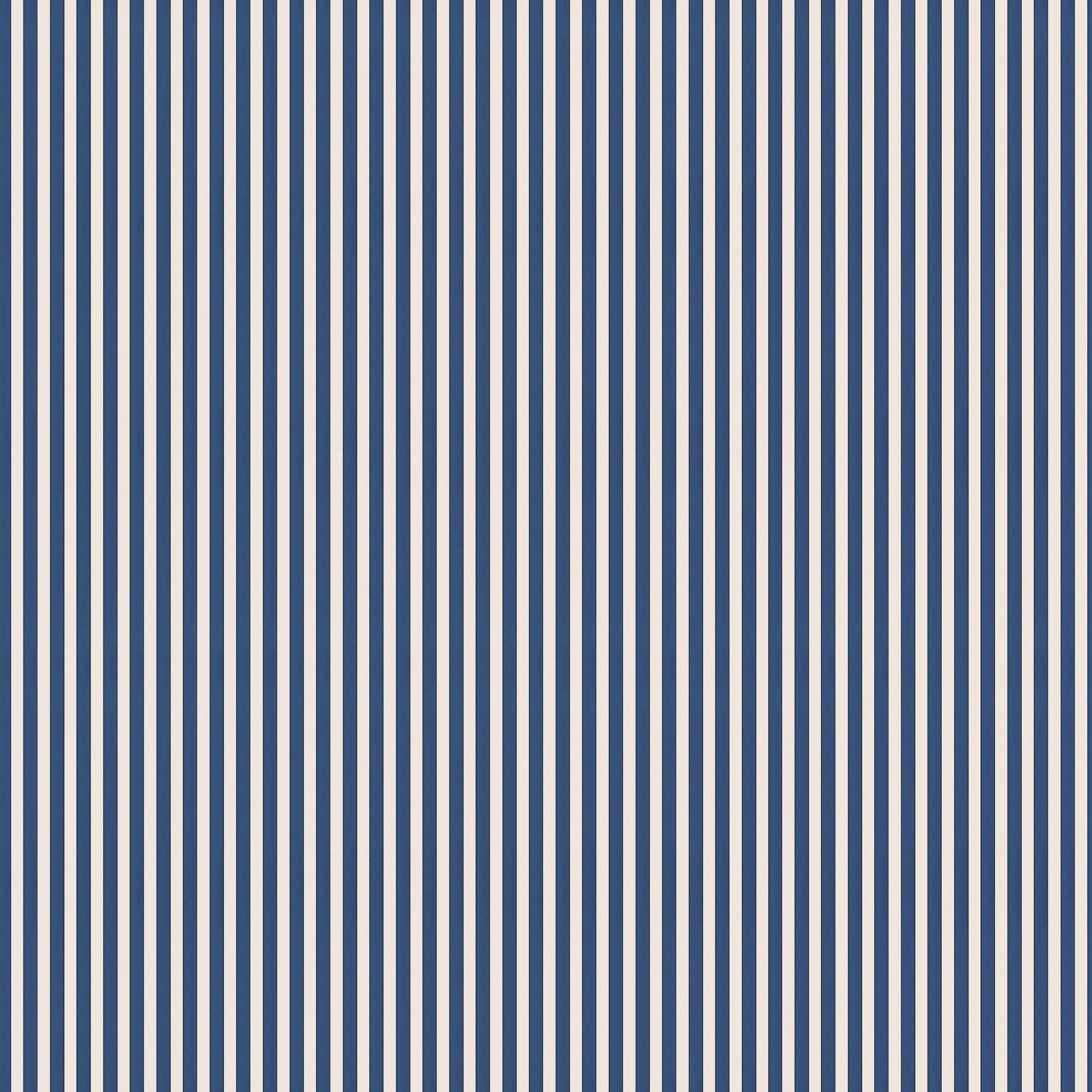 Tuscan Stripes Wallpaper - Navy Blue and Oatmeal