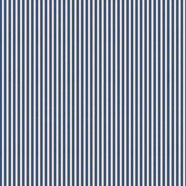 Tuscan Stripes Wallpaper - Navy Blue and Oatmeal