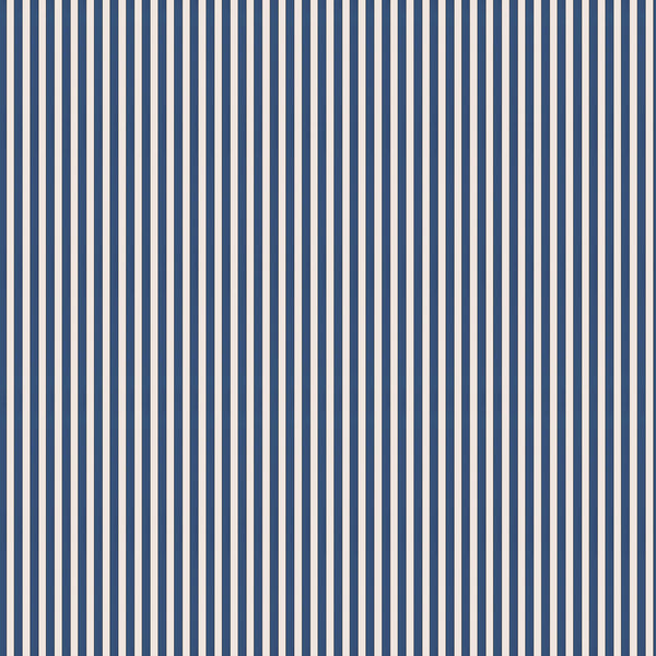 Tuscan Stripes Wallpaper - Navy Blue and Oatmeal