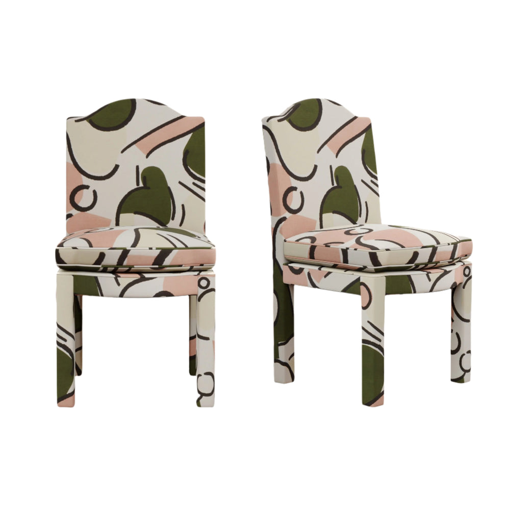 Pair of Leo Dining Chairs, Pesto