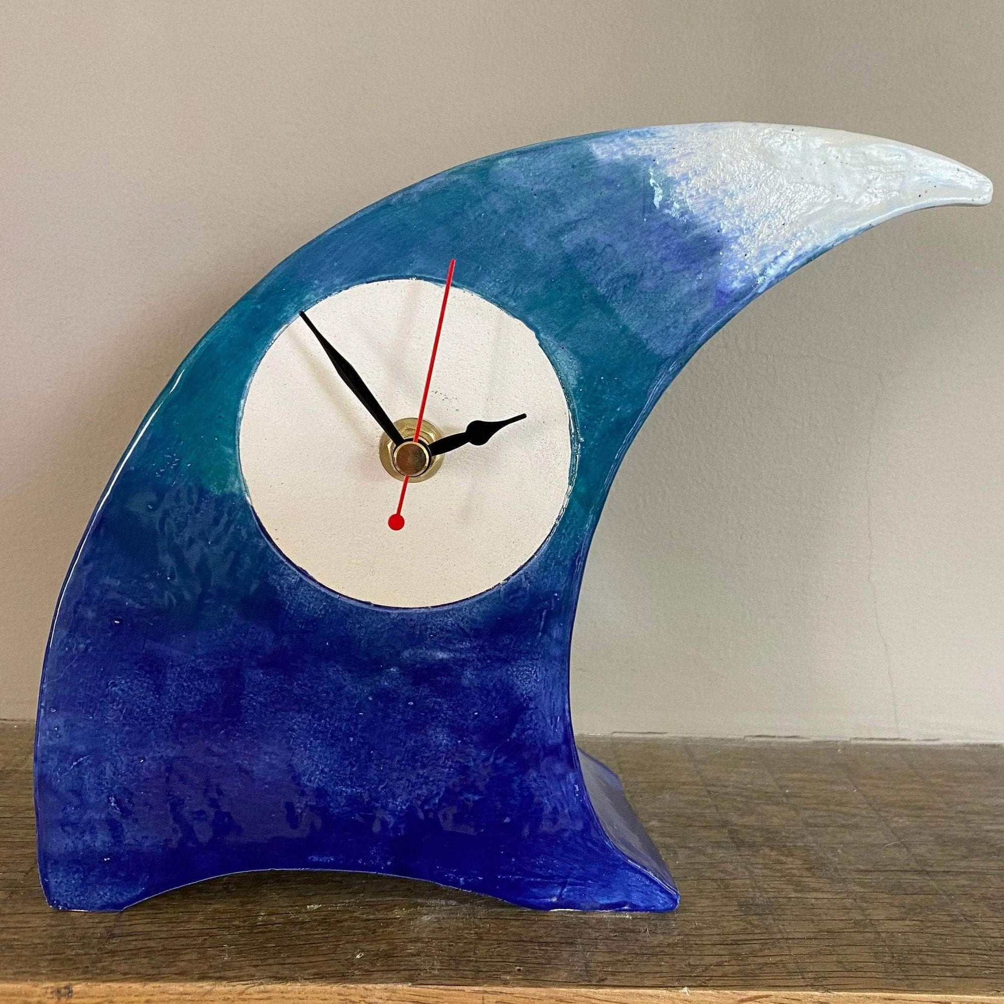 The Wave Wonky Ceramic Clock for Desk, Shelf, Mantel, Table