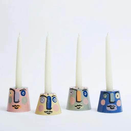 Isolation Face Candle Holder Yellow