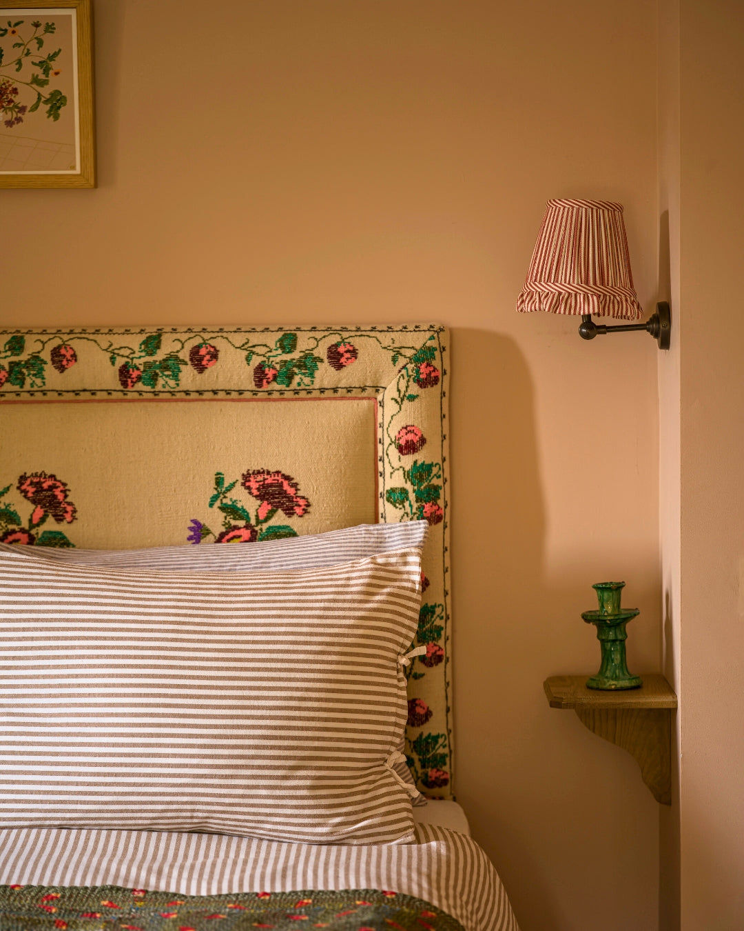 The Fine Stripe in Crabapple Wall Light Lampshade